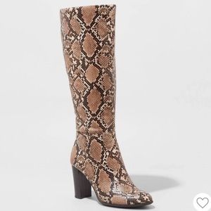 Snake Skin Brandee Knee High Heeled Fashion Boots